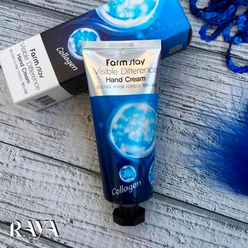 کرم دست کلاژن فارم استی مدل ویزیبل دیفرنس(Visible Difference) حجم 100 میل Farm Stay Visible Difference Hand Cream Collagen 